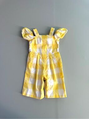 Janie & Jack Yellow Plaid Buffalo Check Jumpsuit Romper 6-12M Baby